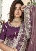 Purple Embroidered Saree In Tissue Silk