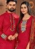 Readymade Red Embroidered Navratri Couple Wear