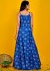 Blue Block Printed Cotton Indo Western Dress