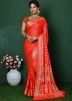 Orange Zari Woven Saree In Art Silk