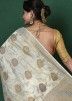 White Zari Woven Saree In Art Silk