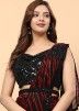 Black Embroidered Saree In Lycra