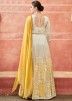Shaded Yellow Embroidered Anarkali Style Suit