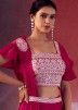 Pre-Stitched Pink Embroidered Georgette Saree