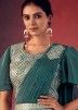 Teal Green Pre-Stitched Embroidered Georgette Saree