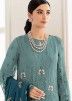 Blue Embroidered Suit Set In Georgette