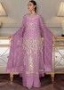 Purple Embroidered Palazzo Suit In Net