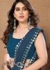 Blue Embroidered Saree In Chiffon