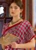 Red Printed Saree In Satin