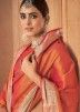 Red Zari Woven Tussar Silk Saree With Blouse