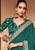 Teal Green Embroidered Border Georgette Saree
