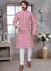 Pink Readymade Kurta Pajama For Men