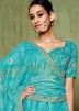 Turquoise Art Silk Saree In Bandhej Print