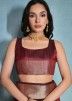 Maroon Zari Woven Saree In Art Silk