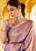 Purple Zari Woven Saree In Silk