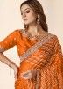 Orange Printed Carpe Saree & Blouse