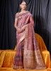 Maroon Digital Printed Saree In Tussar Silk