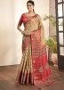 Beige Printed Saree In Art Silk