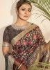 Brown Printed Saree In Art Silk