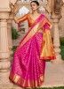 Pink Woven Work Art Silk Saree & Blouse