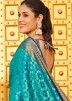 Turquoise Zari Woven Saree In Art Silk