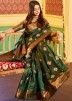 Green Woven Work Art Silk Saree & Blouse