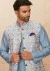 Blue Readymade Kurta Pyjama With Nehru Jacket