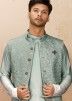 Grey Readymade Kurta Pajama With Nehru Jacket