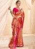 Orange Zari Woven Work Saree In Tissue Silk