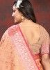 Peach Zari Woven Saree In Art Silk