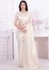 White Stone Embellished Saree In Net