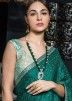Green Embroidered Saree In Viscose