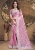 Pink Embroidered Saree In Organza