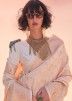 Cream Zari Woven Saree In Silk