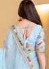 Blue Embroidered Organza Saree With Blouse