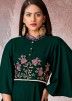 Green Embroidered Bell Sleeved Indo Western Dress