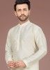 Cream Silk Readymade Kurta Pajama For Men