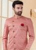 Pink Embroidered Readymade Sherwani With Churidar