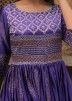 Readymade Purple Hand Block Printed Indo Western Dress