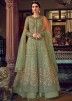 Shop Sage Green Front Slit Embroidered Lehenga Choli Online Panash India USA 