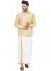 Readymade Beige Full Sleeved Dhoti With Shirt