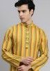 Yellow Stripes Printed Kurta Pajama Set