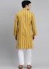 Yellow Stripes Printed Kurta Pajama Set