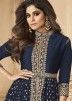Shamita Shetty Blue Embroidered Front Slit Pant Salwar Suit