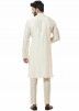 Readymade White Mens Kurta Pajama In Silk