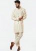 Plain Cream Readymade Mens Indian Kurta Pajama