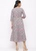 Grey Floral Printed Readymade Kurti In Cotton