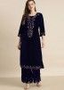 Blue Embroidered Straight Cut Designer Indian Tunics USA Online