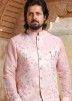 Readymade Pink Kurta Pajama Set In Art Silk