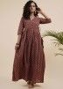 Maroon Angrakha Stye Readymade Cotton Dress